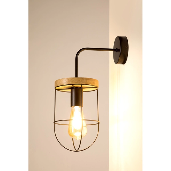 Netuno Kinkiet 1xE27 Max.25W Dąb Olejowany/Czarny 920451104