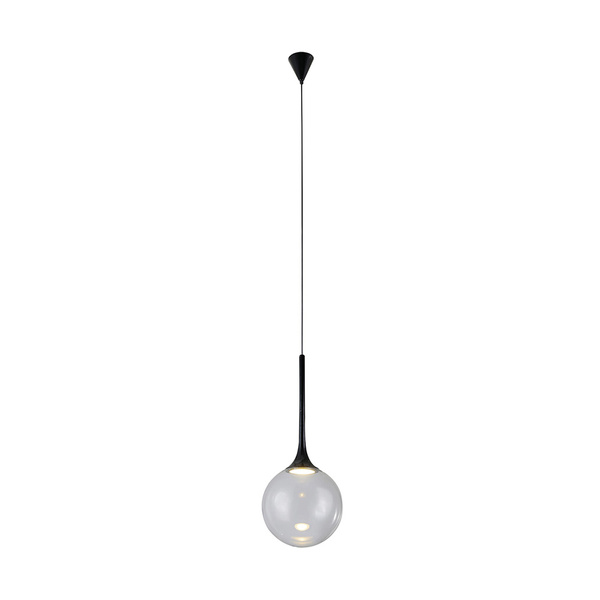 Ballare Pendant Lamp Incl. 1xLED Integrated 1200lm 2700K 15W Metal Black/Black PVC Cable/Transparent Glass