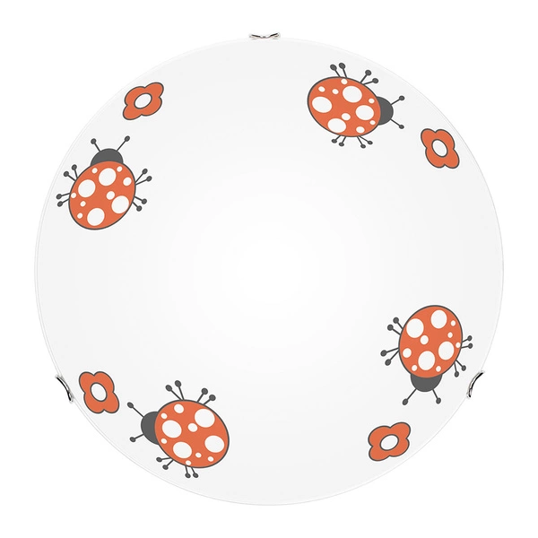 Fly Ceiling Lamp 2xE27 Max.60W Chrome Metal/White Glass with Ladybug Pattern 4554002