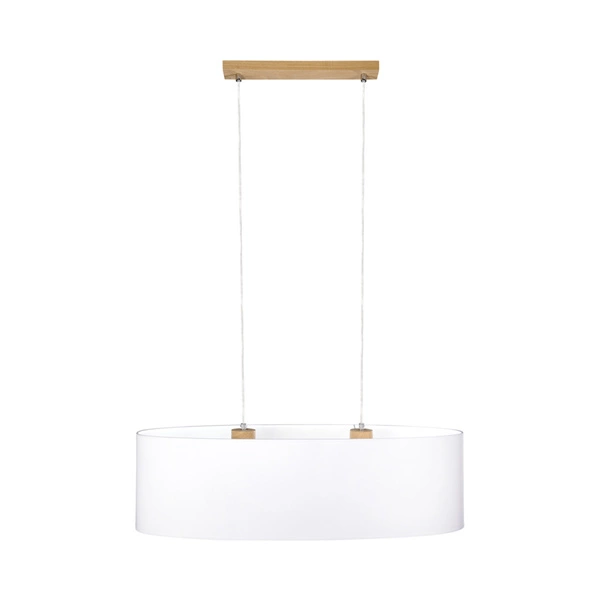 Dove Pendant Lamp 2xE27 Max.40W Oiled Oak/Transparent PVC Cable/White Fabric Shade 17380274