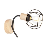 Viviane Wall Lamp 1xE27 Max.60W Oiled Oak/Black Metal 8224174