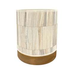 Kairo Table Lamp 1xE27 Max.25W Stained Pine Brown/Black PVC Cable/Multicolor Wallpaper Shade