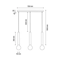 Lampa wisząca w kształcie beczki 3xE27 Max.60W Czarny metal/czarny kabel PVC 16709304