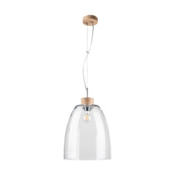 Campana Pendant Lamp 1xE27 Max.60W Oiled Oak/Transparent PVC Cable/Transparent Glass 9842074