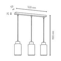 Lampa Wisząca Bosco 3xE27 Max.60W Dąb Olejowany/Antracytowy Kabel Tkaninowy/Biało-Czarne Szkło 1701374G0758