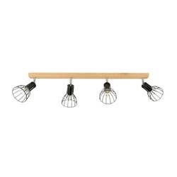 Megan Wood Ceiling Lamp 4xE14 Max.40W Birch Wood/Black Metal 2344460