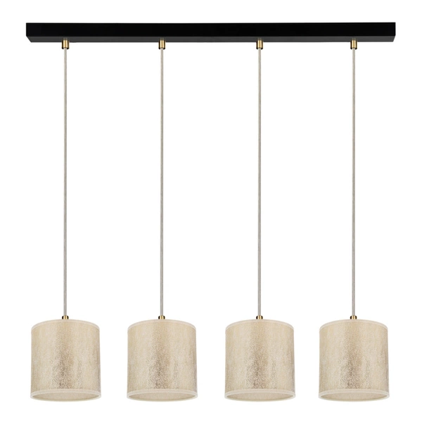 Ora Pendant Lamp 4xE27 Max.25W Black Metal/Transparent PVC Cable/Gold Fabric Shade 962041421