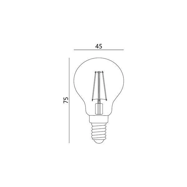 Żarówka ozdobna FILAMENT LED E14 4W ciepła 3000K kulka G45