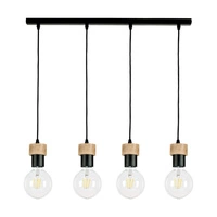 Lampa wisząca Clarte 4xE27 maks. 60W Dąb olejowany/Czarny metal/Czarny kabel z tkaniny 3271404