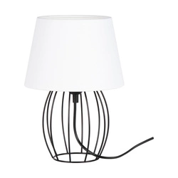 Merano Table Lamp 1xE27 Max.25W Black Metal/Black PVC Cable/White Fabric Shade 7566104