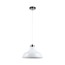 Lampa wisząca Avino 1xE27 Max.60W Chromowany metal/Przezroczysty kabel PVC/Białe szkło 9874028