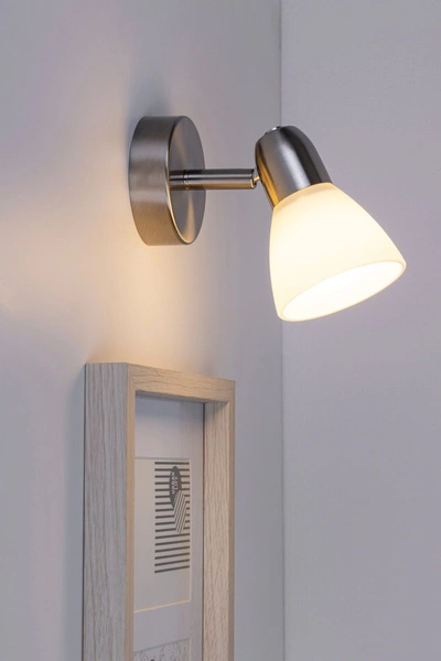 Alga Wall Lamp 1xE14 Max.40W Satin Metal/White Glass 3870127