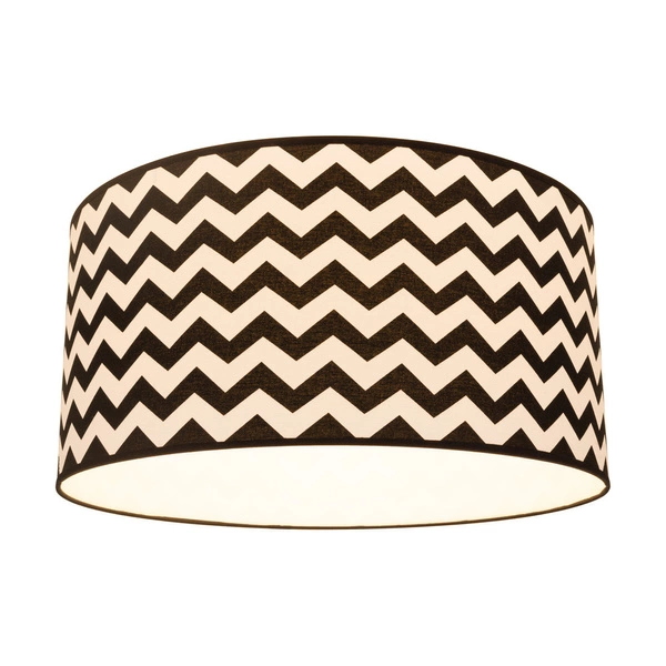 Lampshade Cylinder E27 H40 White-Black Cotton with zigzag pattern A0251