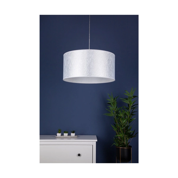 Prata Pendant Lamp 1xE27 Max.60W Gray Metal/Transparent PVC Cable/Silver Fabric Shade 957280227