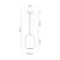 Lampa Wisząca Tarro 1xE27 Max.60W Czarny Metal/Przezroczysty Kabel PCV/Szkło Dymne 15890104