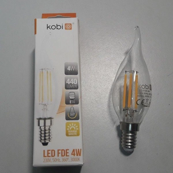 FILAMENT LED E14 4W warm 3000K candle flame decorative bulb