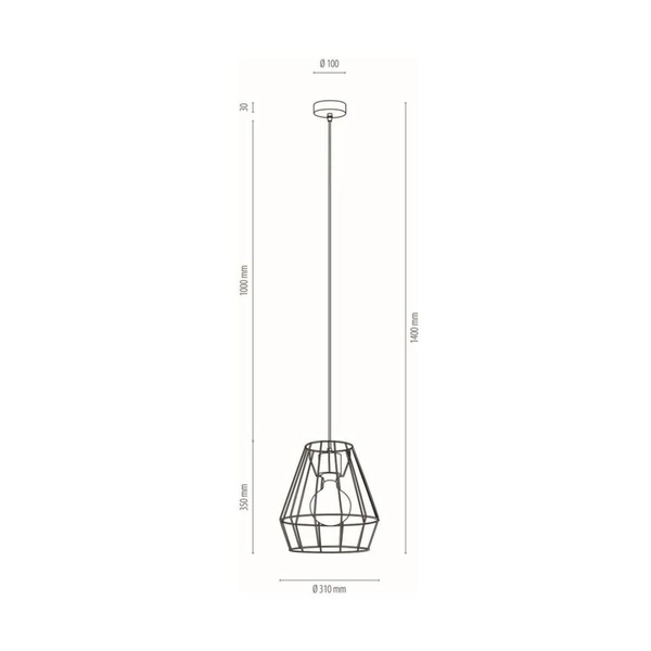 Lampa wisząca Endorfina 1xE27 Max.60W Dąb olejowany/Czarny metal/Czarny kabel z tkaniny 132119104