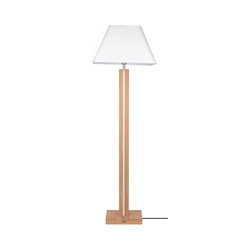 Quad Floor Lamp 1xE27 Max.60W 2xLED 24V Integrated 3350lm 3000K 36W Oiled Oak/Anthracite Fabric Cable/White Fabric Shade