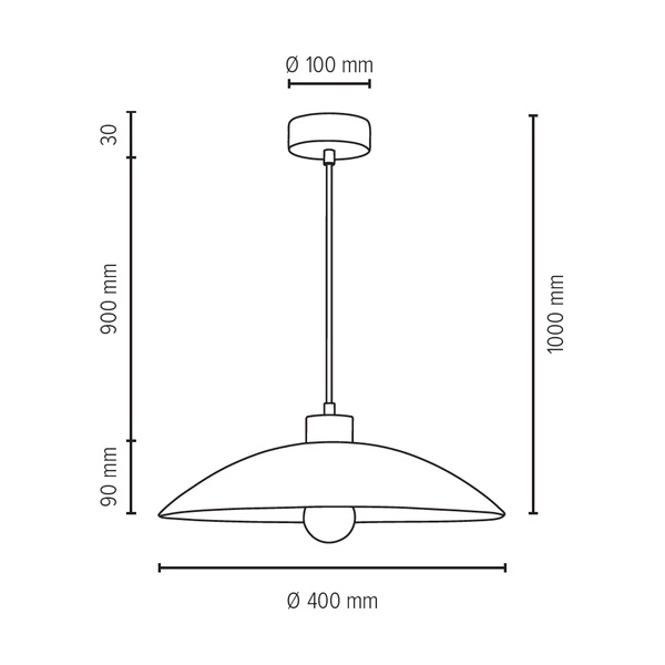 Jona Pendant Lamp 1xE27 Max.60W Oiled Oak/Anthracite/Braided/White 1408174