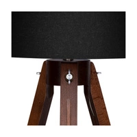 Tripod Table Lamp 1xE27 Max.40W Walnut Beech Wood/Transparent PVC Cable/Black Fabric Shade 6115076