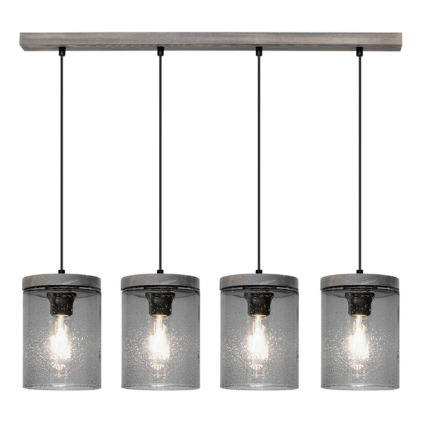 Lampa Wisząca Monsun 4xE27 Max.60W Witrażowa Sosna Szara/Czarny Kabel PCV/Szkło Dymne 161859457