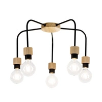 Eclait Ceiling Lamp 5xE27 Max.40W Oiled Oak/Black Metal 5834574