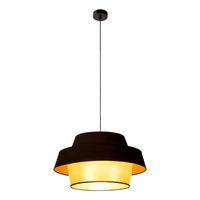 Preto Gold Pendant Lamp 1xE27 Max.60W Black Metal/Black Fabric Cable/Black-Gold Fabric Shade 150099104