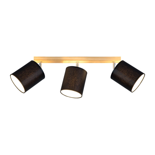 Aprillia Ceiling Lamp 3xE27 Max.25W Oiled Oak/Black Fabric Shade 56746374