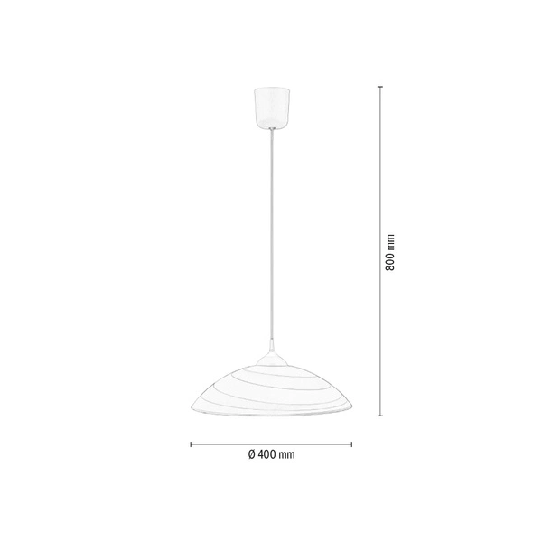 Okrągła lampa wisząca 1xE27 maks. 60W biały materiał syntetyczny/biały kabel PVC/białe szkło 4314502A