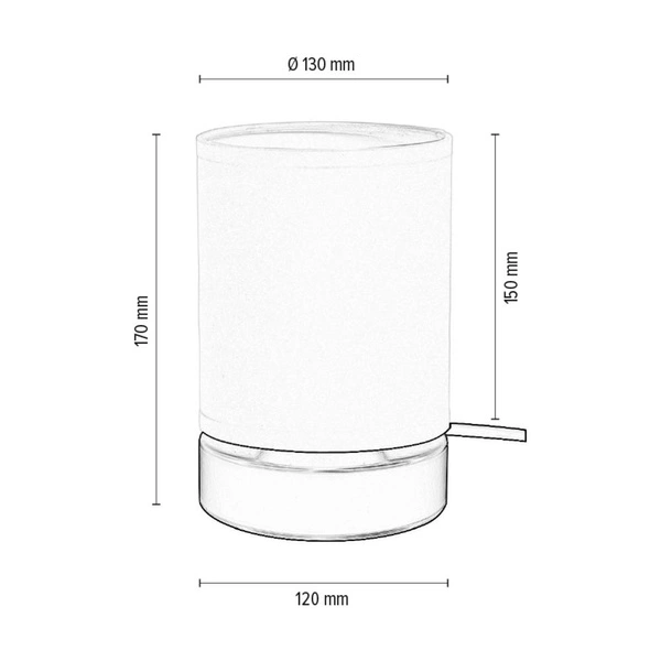 Puro Table Lamp 1xE27 Max.25W Black Metal/White Fabric Shade/Black PVC Cable 7010409610001