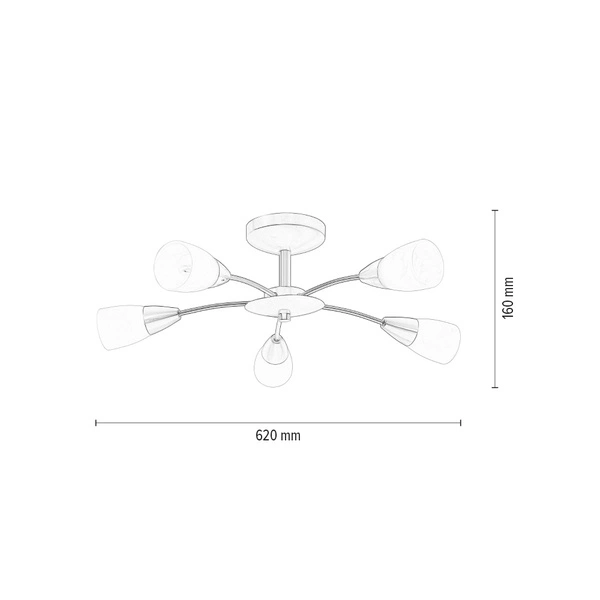 Oriana Ceiling Lamp 5xE14 Max.40W Satin Metal/White Glass 9031527
