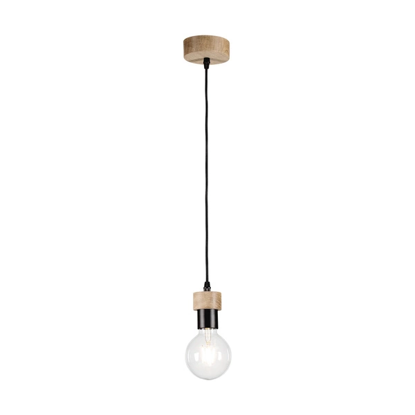 Clarte Wood Pendant Lamp 1xE27 Max.60W Oiled Oak/Black Metal/Black Fabric Cable 3274174