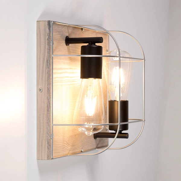 Netuno Wall/Ceiling Lamp 2xE27 Max.15W LED Stained Pine Gray/Black Metal/Silver Metal 92072257