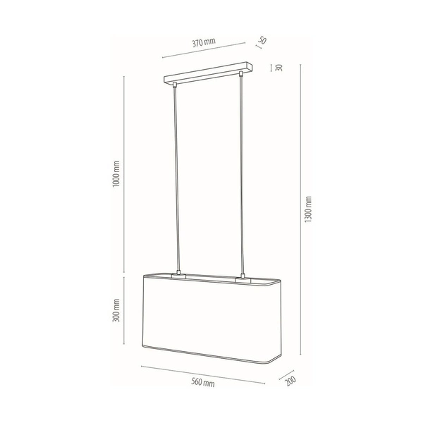 Cadre Pendant Lamp 2xE27 Max.40W Chrome Metal/Transparent PVC Cable/White Fabric Shade 872010228