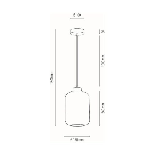 Tarro Pendant Lamp 1xE27 Max.60W Chrome Metal/Transparent PVC Cable/Transparent Glass 15880128