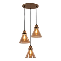 Lampa Wisząca Serena 3xE27 Max.60W Dąb Olejowany/Czarny Kabel PCV/Szkło Brązowe 9743374