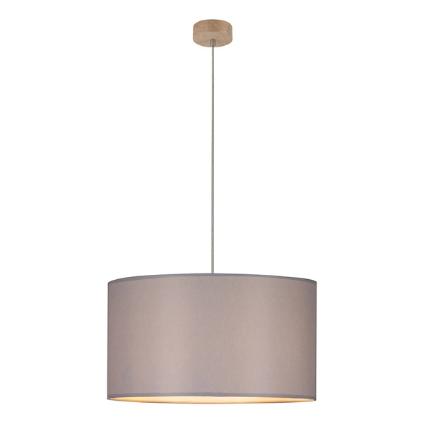 Dove Pendant Lamp 1xE27 Max.60W Oiled Oak/Transparent PVC Cable/Gray Fabric Shade 16390174