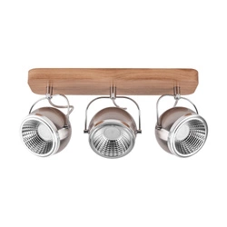 Ball Wood Ceiling Lamp Incl. 3xGU10 6W LED Oiled Oak/Satin Metal/Chrome Metal 5031374
