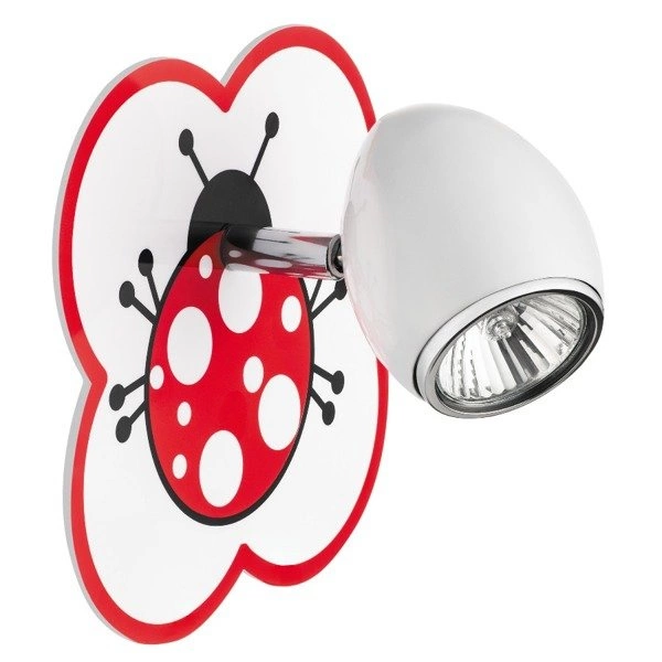 Fly Wall Lamp 1xGU10 Max.50W White Metal/Chrome Metal/Multicolor Synthetic Material with Ladybug Pattern 2109102