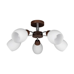 Parma Wood Ceiling Lamp 5xE27 Max.60W Walnut Beech Wood/Chrome Metal/White Glass 8320576