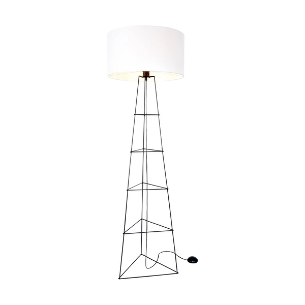 Marlene Floor Lamp 1xE27 Max.60W Black Metal/Black PVC Cable/White Fabric Shade 8682104