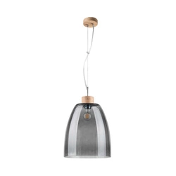 Campana Pendant Lamp 1xE27 Max.60W Oiled Oak/Transparent PVC Cable/Smoked Glass 9843074