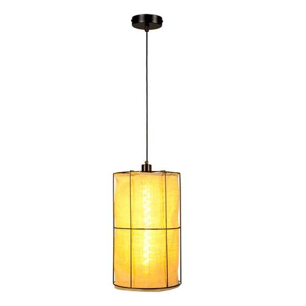 Marinero Pendant Lamp 1xE27 Max.15W LED Black Metal/Black Fabric Cable/Beige Linen Shade 184119104