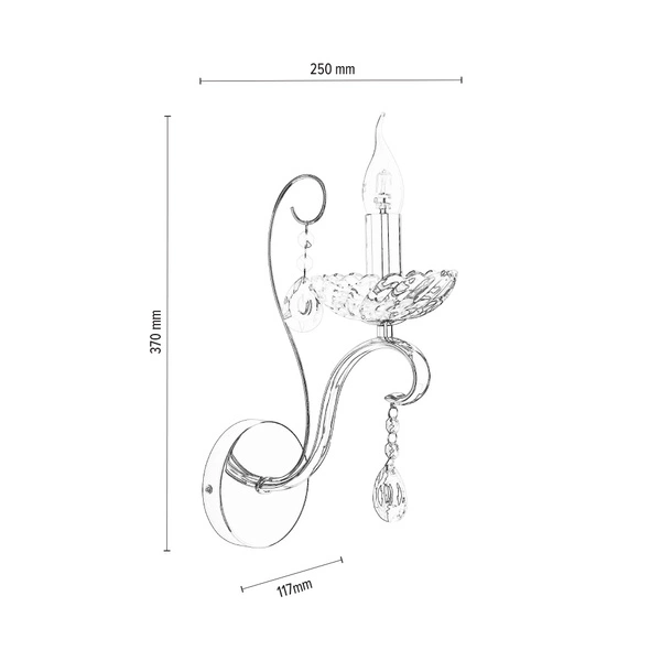 Alessa Wall Lamp 1xE14 Max.40W Chrome Metal/Transparent Glass 9014128
