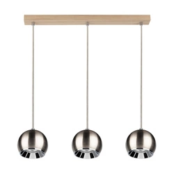 Ball Wood Pendant Lamp Incl. 3xLED GU10 5W Oiled Oak/Satin Metal 5141374