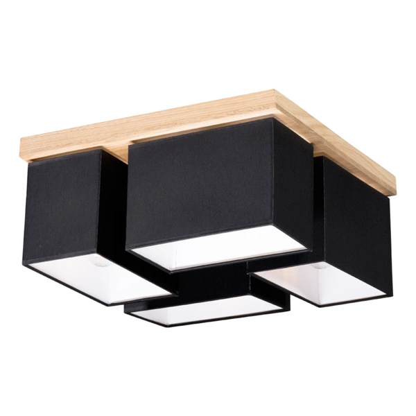 Paloma Ceiling Lamp 4xE27 Max.25W Oiled Oak/Black Fabric Shade 2454474