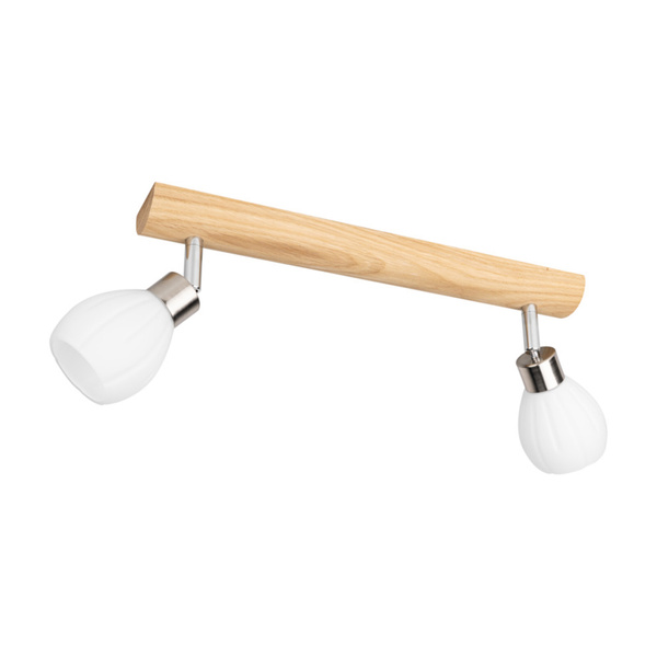 Kira Ceiling Lamp Incl. 2xG9 LED 300lm 2700K 3W Oiled Oak/Satin Metal/White Glass