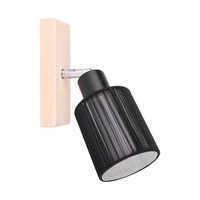 Carla Wall Lamp 1xE14 Max.40W Birch Wood/Black Shade 2016018811028
