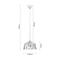 Natura Pendant Lamp 1xE27 Max.60W Chrome Metal/White PVC Cable/Gray-White Metal 9802128