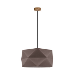 Finja Pendant Lamp 1xE27 Max.60W Oiled Oak/Anthracite Fabric Cable/Brown Fabric Shade